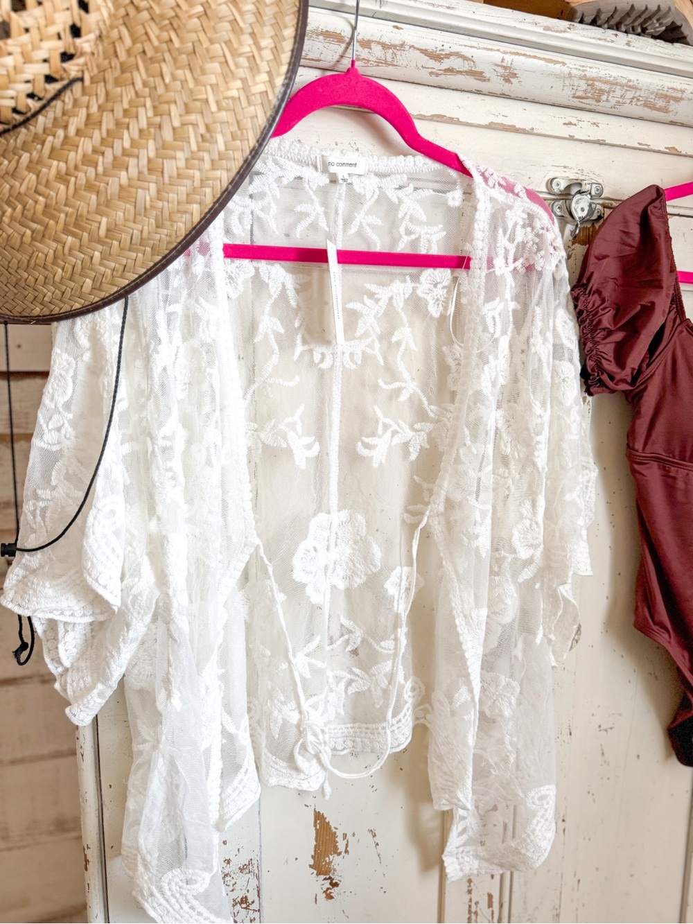 White Floral Lace Kimono Cover-Up